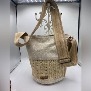 Sakroots Beige Floral Knit Shoulder Bag